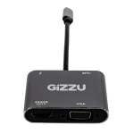 GIZZU 4-IN-1 Usb-C Hub With 4K HDMI Vga And 100W Power