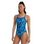Tyr Women One Piece Durafast Elite Crystalized Diamond Fit Blue Green