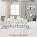 Kids Duvet Set Dotty Drawing Safari Beige Green