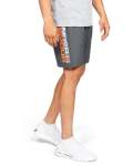 Men's Ua Woven Graphic Wordmark Shorts - Pitch Gray Orange Glitch LG
