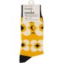 Clicks Trendy Socks Black & Mustard Flower 7-11