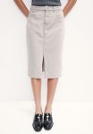 Knee-length Denim Skirt - Light Denim Grey