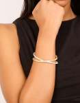 Mixed Metal Plated Open Crossover Wrist Cuff