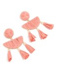 Pink Raffia Geometric Drop Earrings