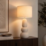 Hobie Ceramic Table Lamp With Textured Linen Shade