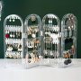 1PC Foldable All-in-one Plastic Jewelry Display Stand With Dual Fan-door Design For Earrings And Necklace Organization