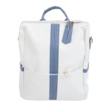 Large Capacity Women Backpack Purse For Work Travel In Blue Soft Pu Leather