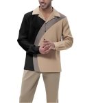 Zibral Men's Fashion 2 Piece Dress Shirts Suits Long Sleeve Big And Tall Men Leisure Sets Formal Shirts Pants Sets ZM176-03-XXL