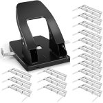 2 Hole Punch With 100 Prong Paper Fastener Heavy Duty Paper Two Hole Punchers For Paper File Folder Binder Padded Handle 30 Shee