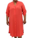 Ladies Plain Shirtdress - 60 Tangerine