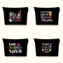 Teacher Pattern Cosmetic Bag Portable Zipper Makeup Storage Bag Trendy Coin Purse Travel Toiletry Organizer Bag Teacher Appreciation Day