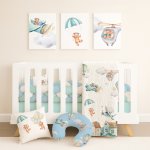 Airplane Cot Duvet Bedding Teddy Sky Adventure Blue