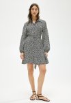 Balloon-sleeved Shirt Dress - Black small Flowers