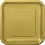 Gold Solid Square Dinner Plates - 9" Pack Of 14 - Premium Quality & Contemporary Design - Perfect For Elegant Events & Celebrati