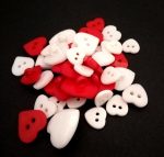 Red & White Hearts Buttons 15G