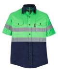 Pioneer Navy lime Hi-vis Shirt 100% Cotton Short Sleeve