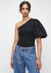 Combo Puff Sleeve Bodysuit - Black