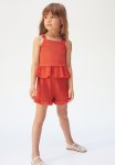 Bow-detail Peplum Top - Orange