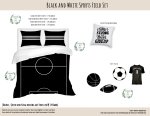 Kids Duvet Set Black And White Sports Field