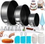 Rfaqk 100PCS Cake Pan Sets For Baking + Cake Decorating Supplies: 3 Non-stick Springform Pans Set 4 7 9 Inches Icing Tips Cake L