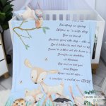 Personalised Fleece Blanket Woodlands On Grass
