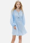 Drawstring-detail Dress - Light Blue