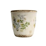 Small Ceramic Pot - Red And Orange Flowers