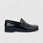 Mens Berkley Flex Bit Leather Shoes In Black - Black 10