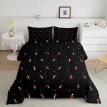 Cute Mushroom Kawaii Comforter Set Queen Kid Cartoon Bedding Set Red Mushroom Duvet Set Farmhouse Botanical Reversible Quilt Set