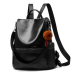 Anti-theft Backpack Shoulder Bag For Women Spacious Waterproof Pu Leather-m - Black