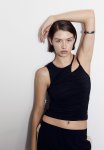 Gathered Asymmetric Top - Black