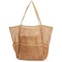 Packable Mesh Beach Bag - Tote With Zippered Inner Pocket - Brown