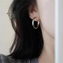 1 Pair 925 Sterling Silver Stud Hoop Earrings Elegant & Simple Style For Women And Girls Daily And Party Accessory Fashion Jewelry Decors