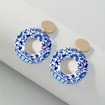Acrylic Chinese Style Drop Earrings Hollow Pattern Round Design Unique Personality Ear Decor Delicate Gifts For Women