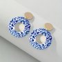 Acrylic Chinese Style Drop Earrings Hollow Pattern Round Design Unique Personality Ear Decor Delicate Gifts For Women