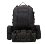 Tactical Backpack With 3 Molle Bags 55L - Black