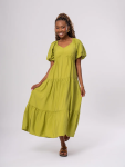 Lime Green Tiered Maxi Dress - XXL Green