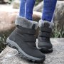 Thermal Slip On Thick Sole Wear Resistance Snow Boots Plush Waterproof Thicken Fall Winter Keep Warm Snow Shoes High Top Hook & Loop Fastener