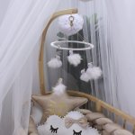 Cot Mobile Swan Simplicity White Fluffy Swans