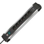 Brennenstuhl Premium-alu-line Multiplug 6-WAY Eu USB 3M Black 1391000536