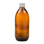 500ML Amber Glass Generic Bottle With Tamper Proof Cap - White 28 410