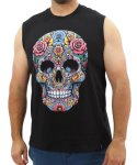Mens Printed Skull Vest - 8XL Black