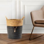 Home.life Conical Bulrush And Paper Basket Black - Large 40X45CM