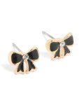 Goldair Gold Black Diamante MINI Bow Stud Earrings