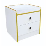 Modern White Nightstand With Gold Accents