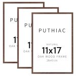 Puthiac 11X17 Solid Oak Wood Picture Frame Fits 8X12 With Mat Or 11X17 Without Mat Wall Display Only Vertical Or Horizontal Plex