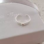 Sasha 925 Sterling Silver Toe Ring With Crystal Adjustable Size - Jet Black Stone
