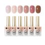 6-BOTTLE Gel Nail Polish Set Nude Pink & Brown Jelly