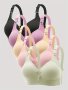 5pcs Appliques Jacquard Bra Elegant Lightly Padded Wireless Bra Women's Lingerie & Underwear