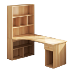 Nexohogar Beige Office Decor Wooden L-shaped Ergonomic Desk